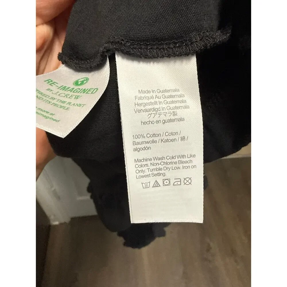 J. Crew Classic Minimalist Black Cotton Ruffle Tiered Mid Dress Size XL